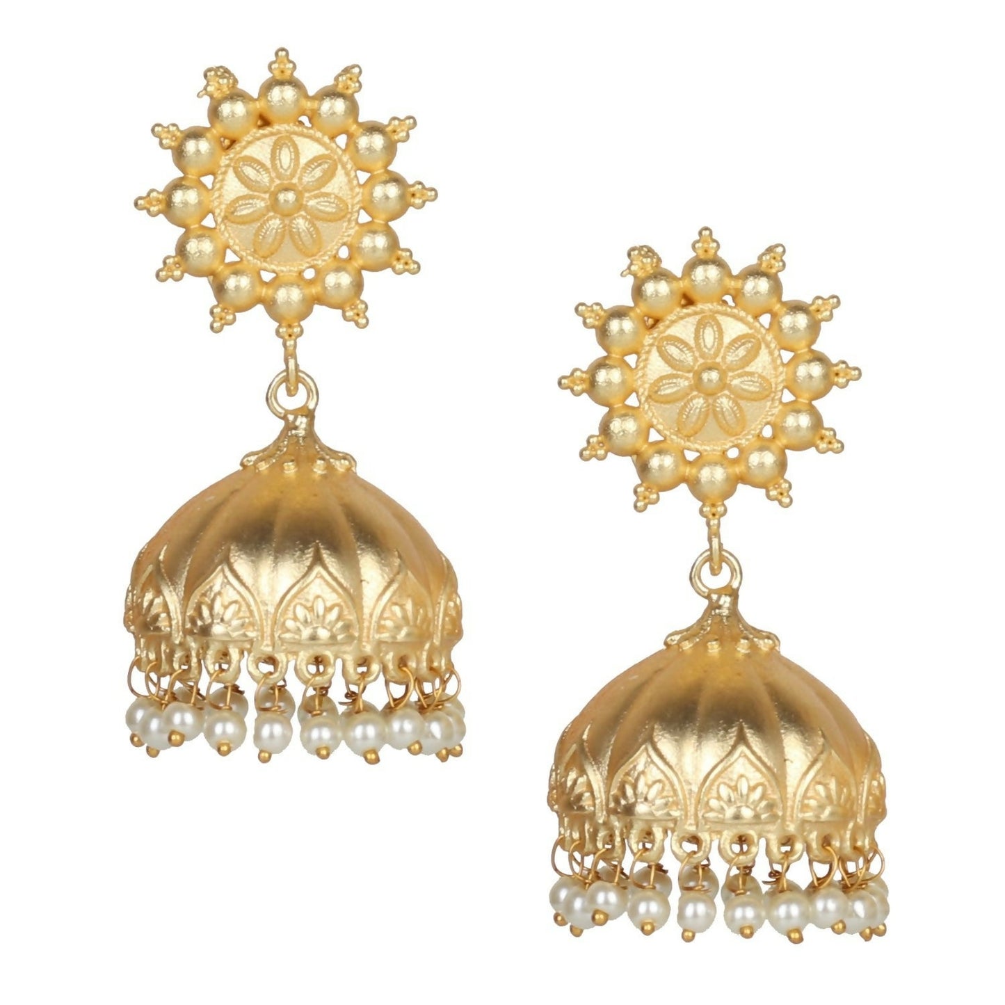 Joban Fashion Women Matte Gold Brass Jhumka