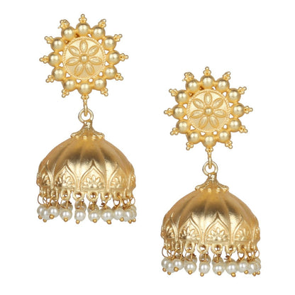 Joban Fashion Women Matte Gold Brass Jhumka