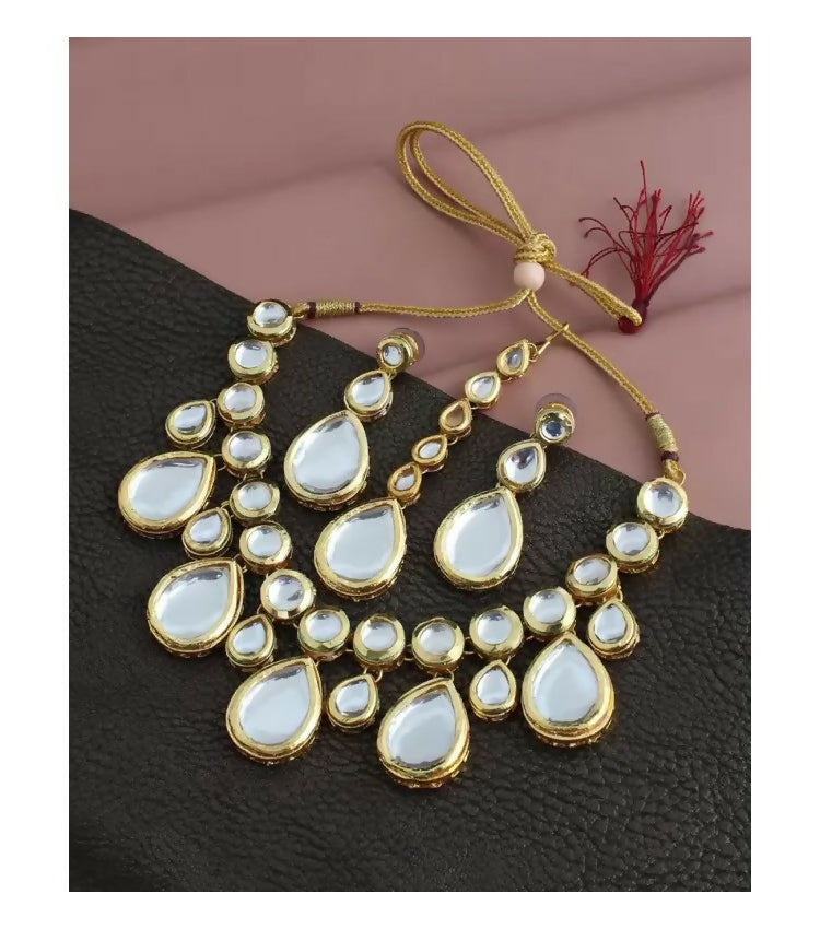 Joban Fashion White kundan work Necklace Set
