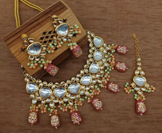 Joban Fashion Multicolor Kundan Work Necklace Set