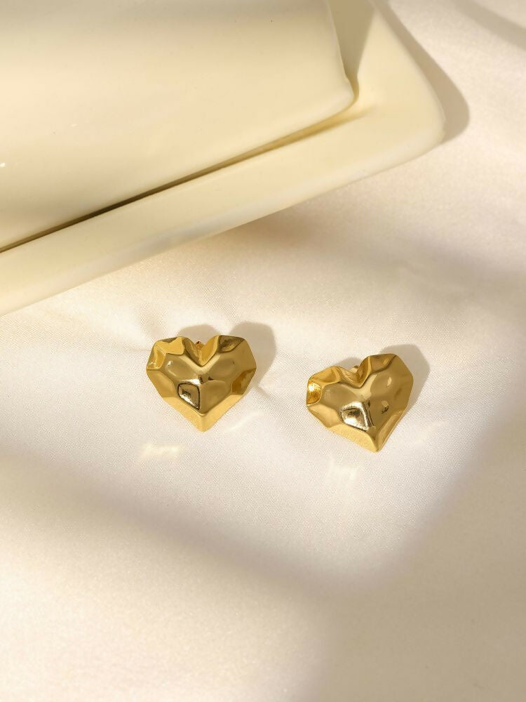 Golden Heart Studs - Ruby Raang