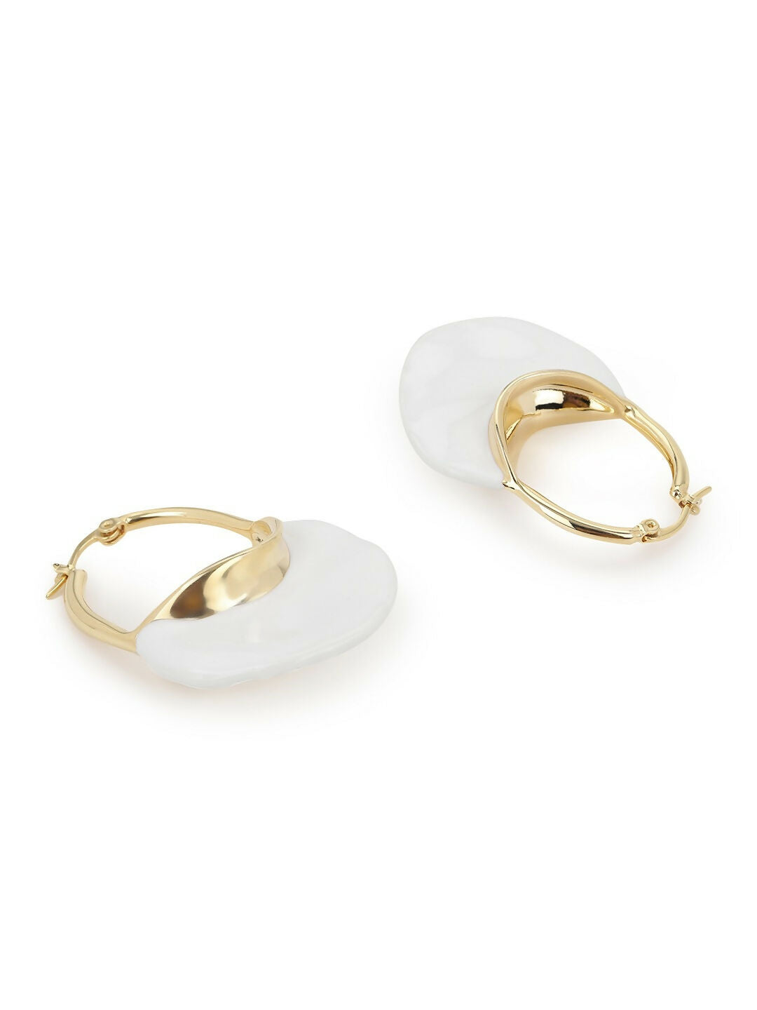 White Mother of Pearls Stone Earrings- Ruby Raang