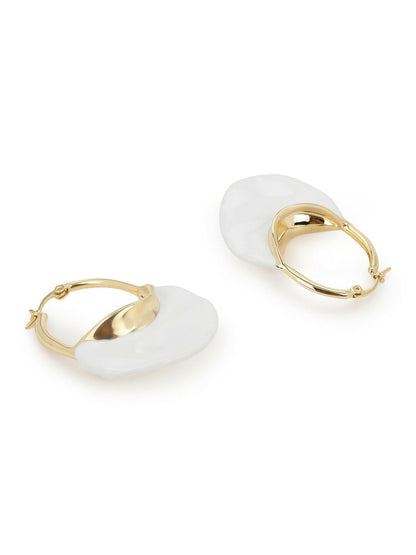 White Mother of Pearls Stone Earrings- Ruby Raang