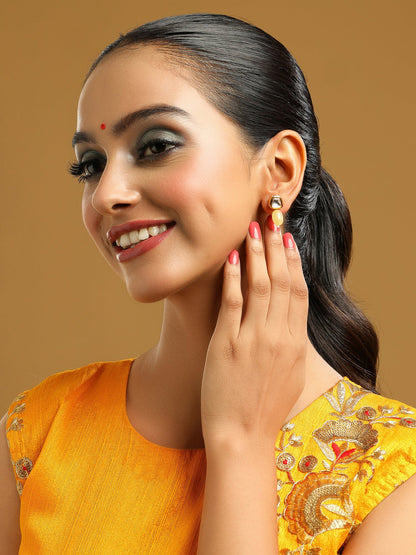 Ruby Raang Yellow Kundan Studs