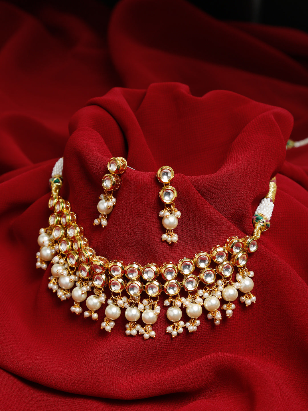 Precious Stones Kundan Choker With Earrings