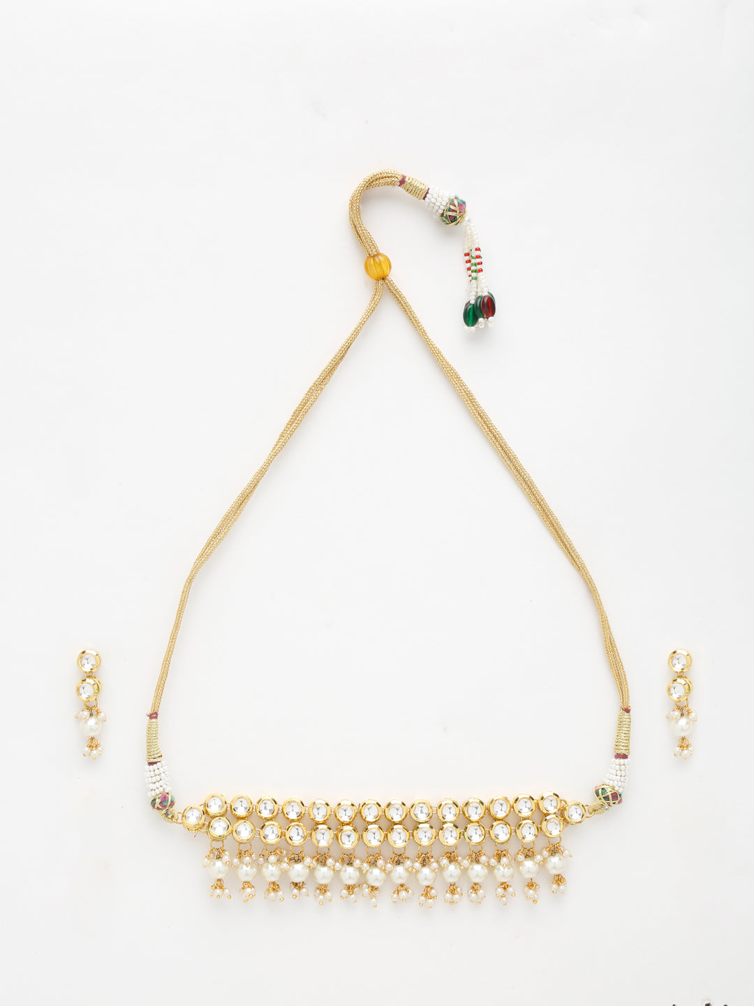 Precious Stones Kundan Choker With Earrings