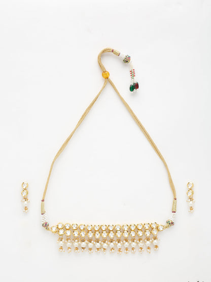 Precious Stones Kundan Choker With Earrings