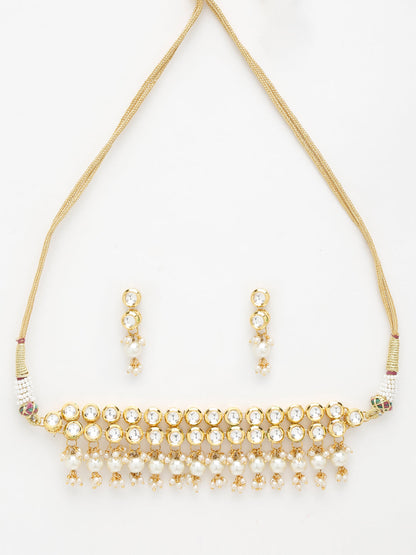 Precious Stones Kundan Choker With Earrings