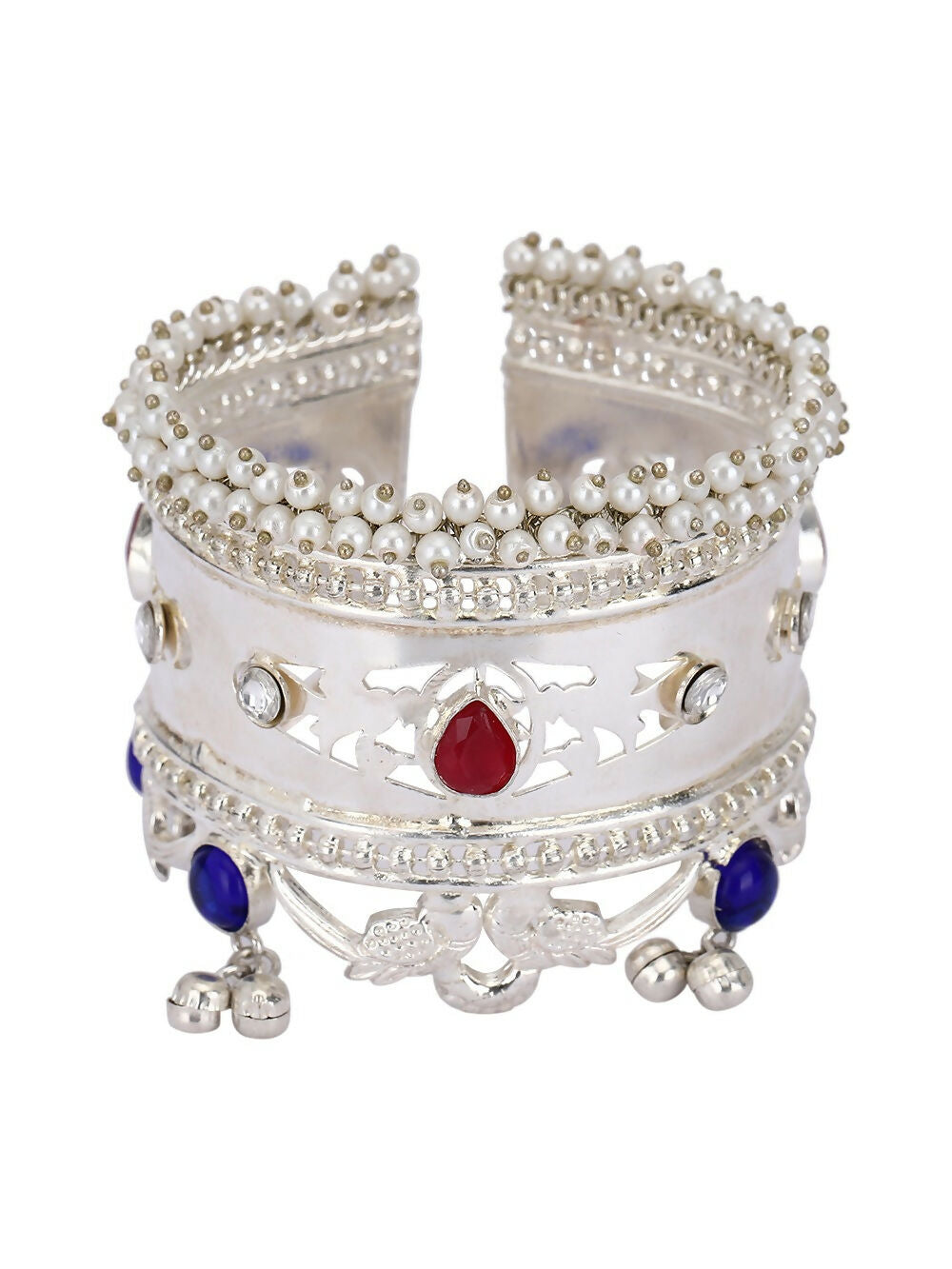 Joban Fashion Women Multicolor Stones Silver Tone Bangle