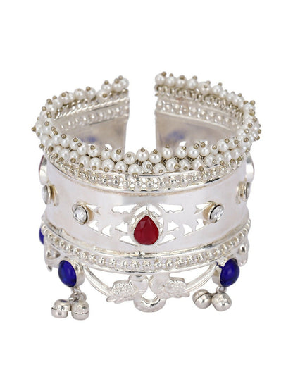 Joban Fashion Women Multicolor Stones Silver Tone Bangle