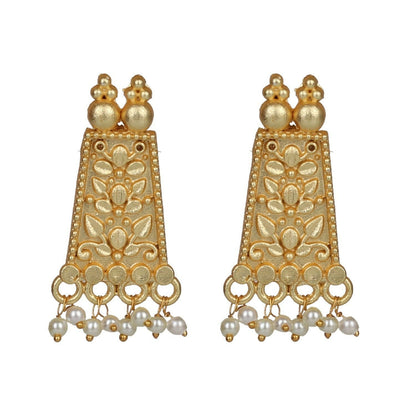 Joban Fashion Women Matte Gold Brass Earrings