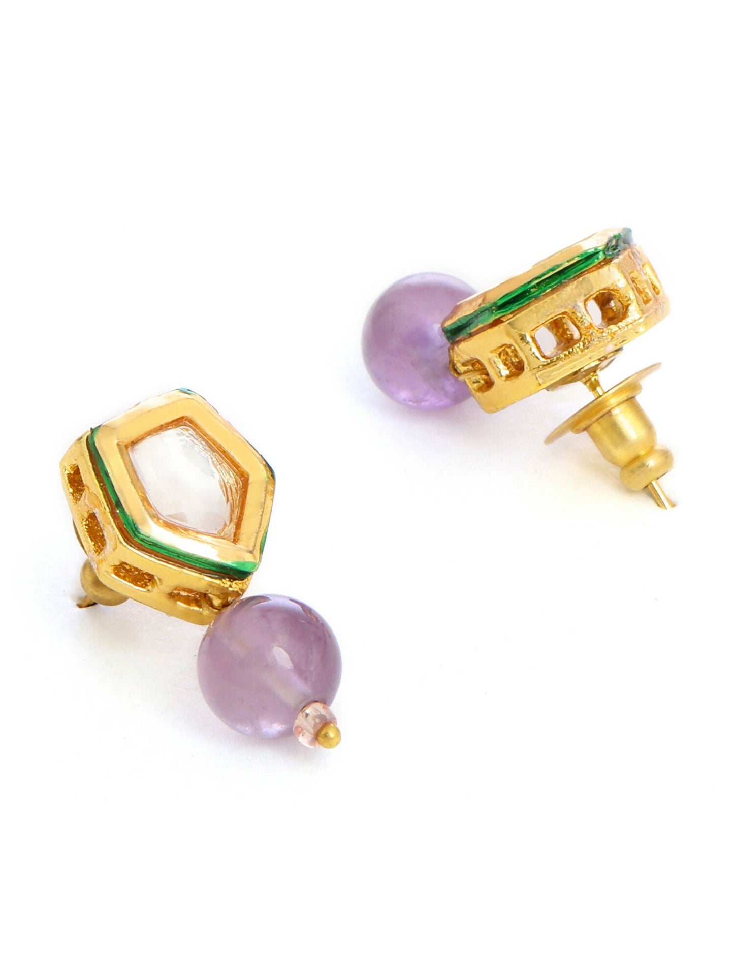 Ruby Raang Purple Amethyst Kundan Studs