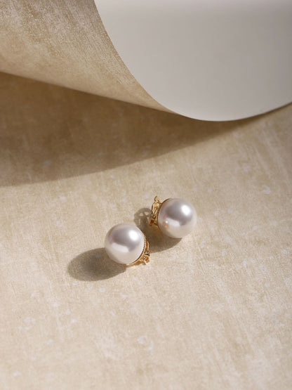Pearl White Shine Studs- Ruby Raang