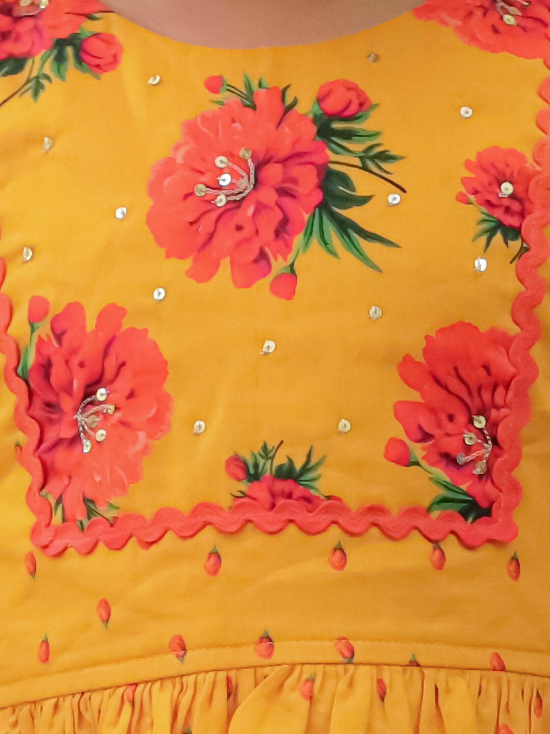Lil Drama Genda Phool Mustard Choli and Lehanga Set For Girls