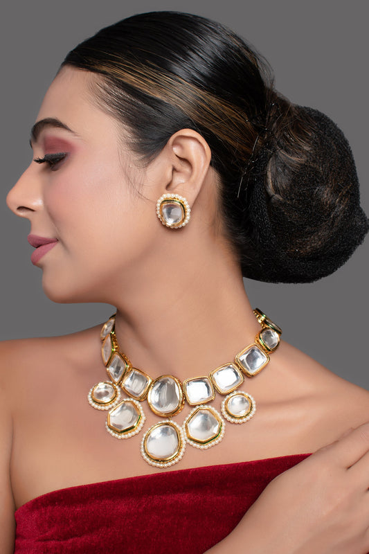 Royal Kundan Necklace with Matching Earrings
