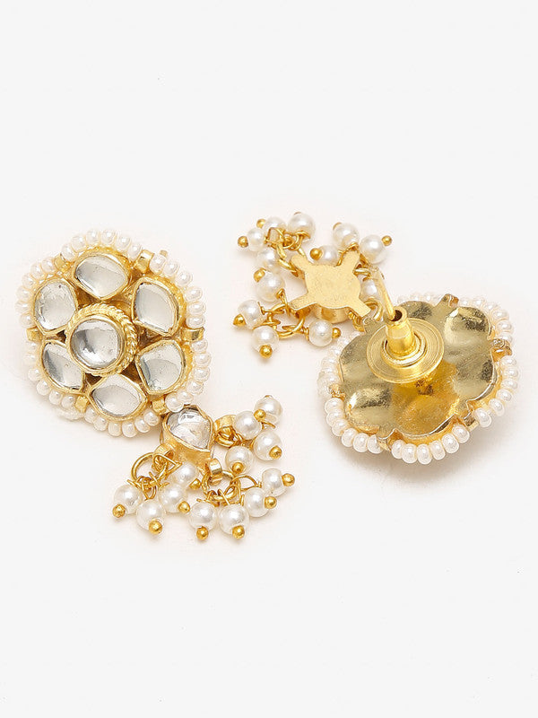 Ruby Raang Presents Green And Golden Kundan Choker With Earrings Set