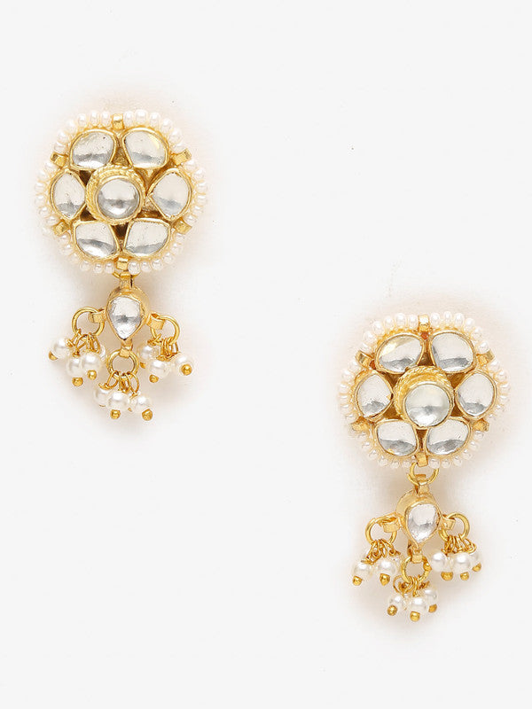 Ruby Raang Presents Green And Golden Kundan Choker With Earrings Set