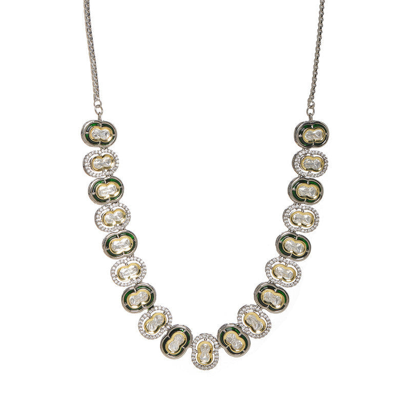 Ruby Raang Presents Mufli Kundan Neckpiece With Meenakari and American Diamonds