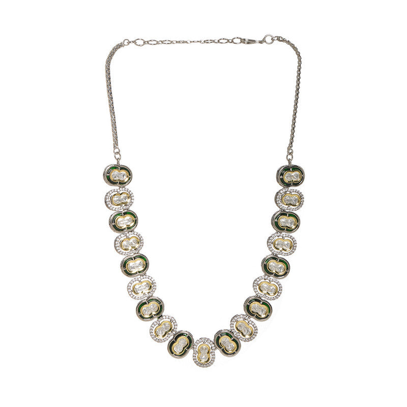 Ruby Raang Presents Mufli Kundan Neckpiece With Meenakari and American Diamonds