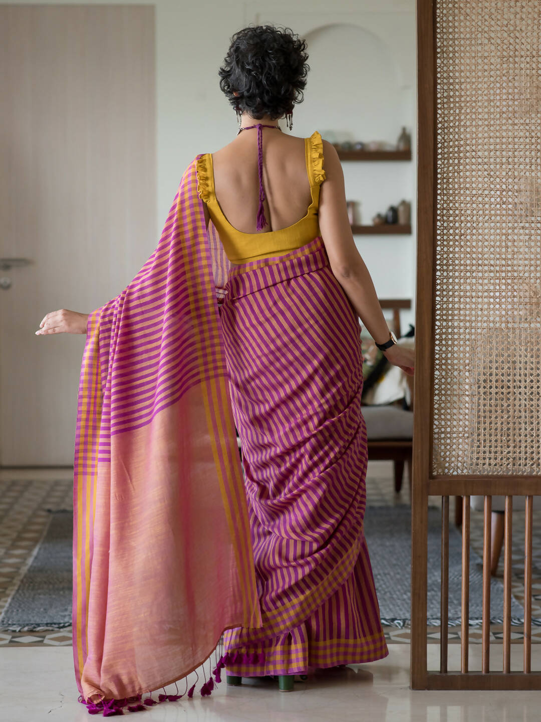 Suta Mustard Woven Design Pure Cotton Saree