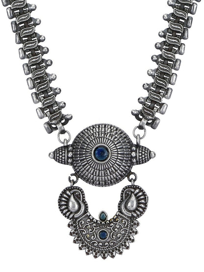 Joban Fashion Women Long Pattern Silver Tone Brass Necklace