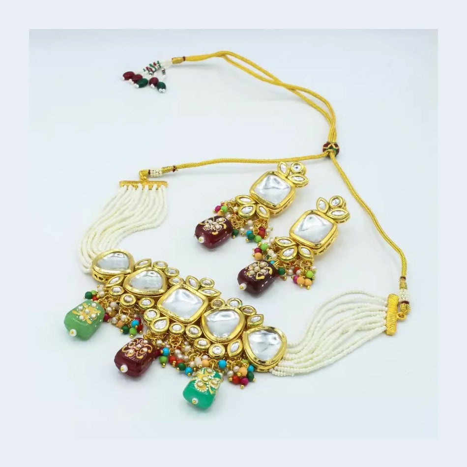 Joban Fashion Multicolor Kundan Work Necklace Set
