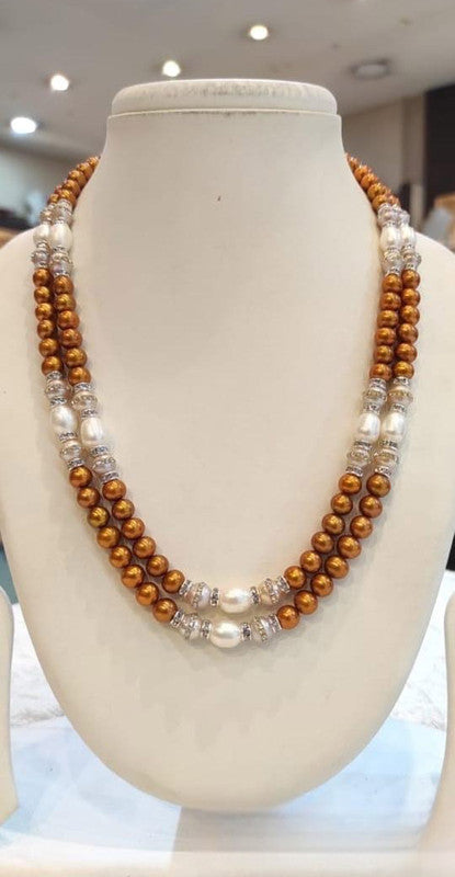 Traditional Pearl Beaded Double Layer Necklace Set