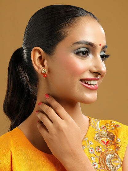 Ruby Raang Red Carnelian Kundan Studs