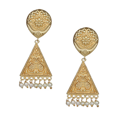 Joban Fashion Women Matte Gold Brass Earrings