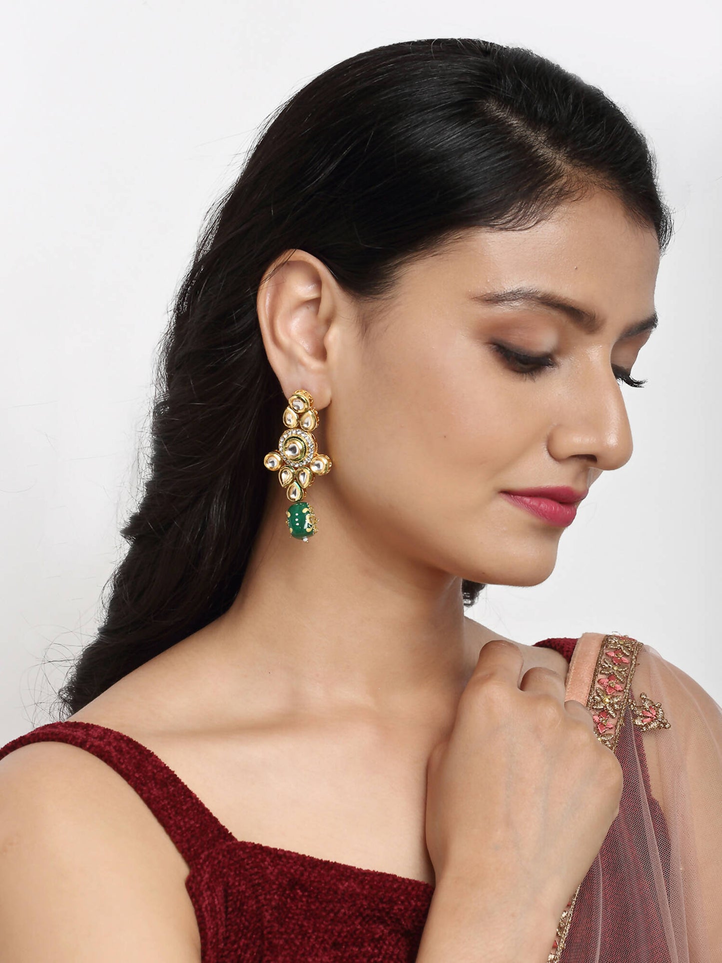 Kundan Earrings - Ruby Raang