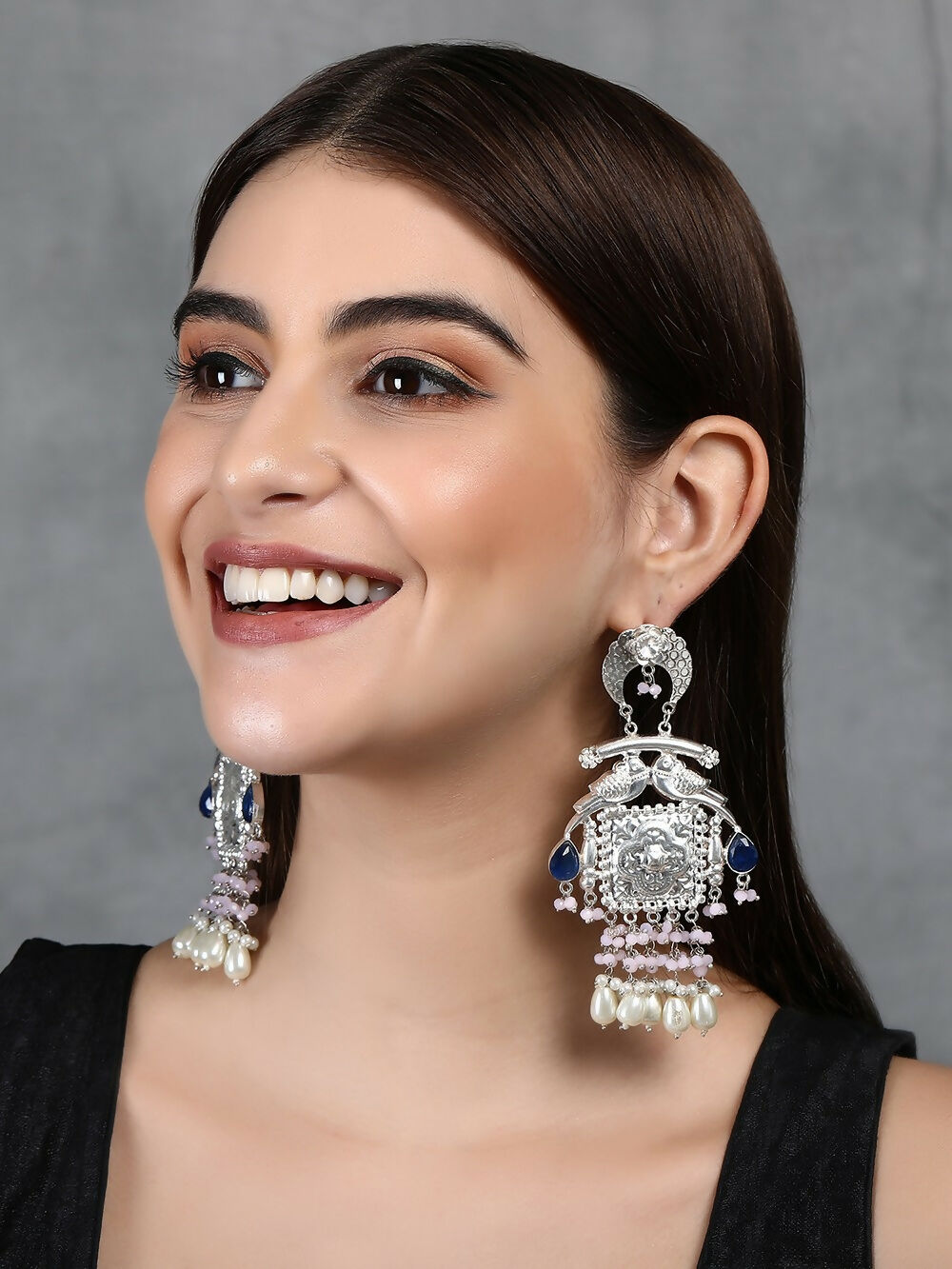 Joban Fashion Women Handcrafted Silver Tone Earrings