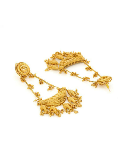 Kundan Antique Finish Chandelier Earrings - Ruby Raang