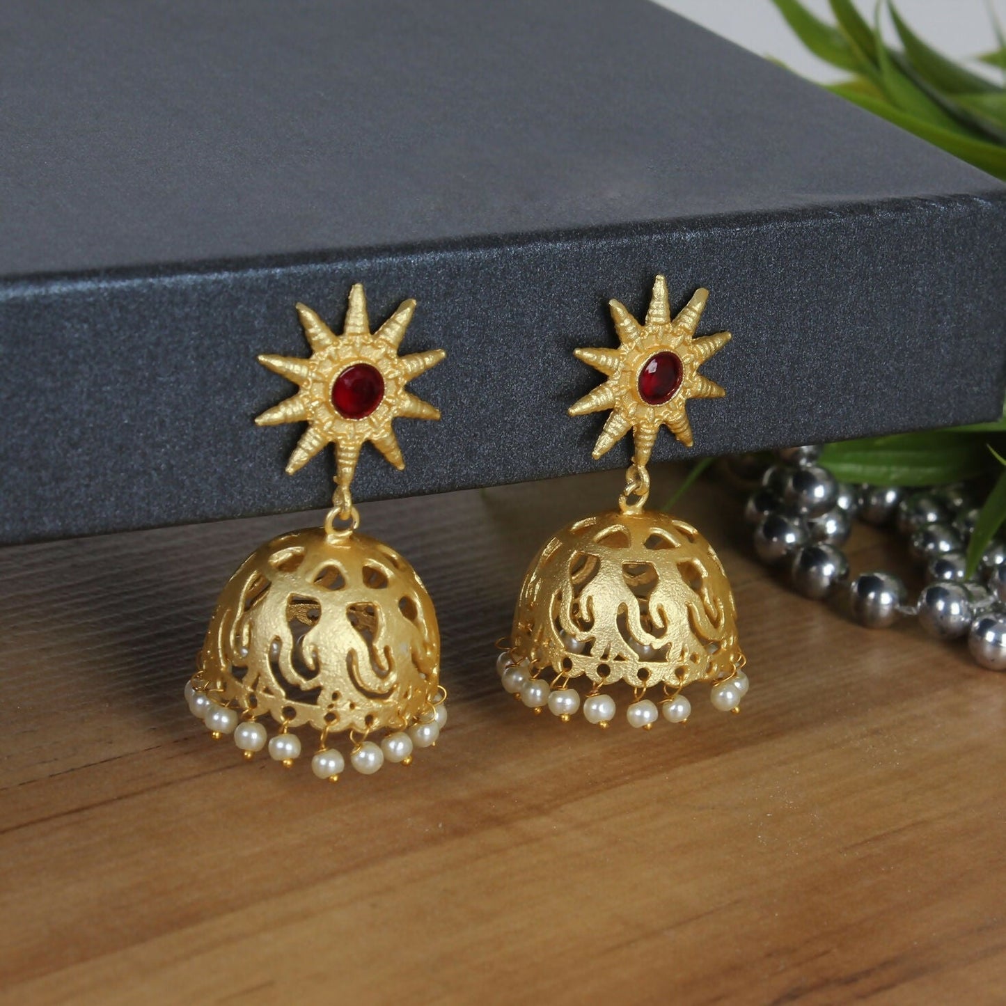 Joban Fashion Women Matte Gold Brass Jhumka