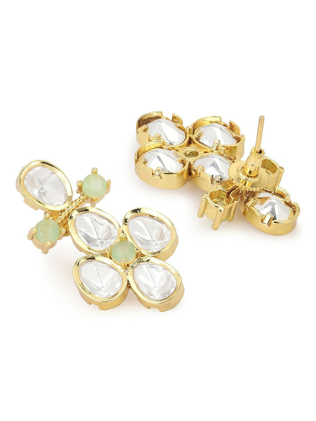 Moissanite & Green Stone Earrings- Ruby Raang