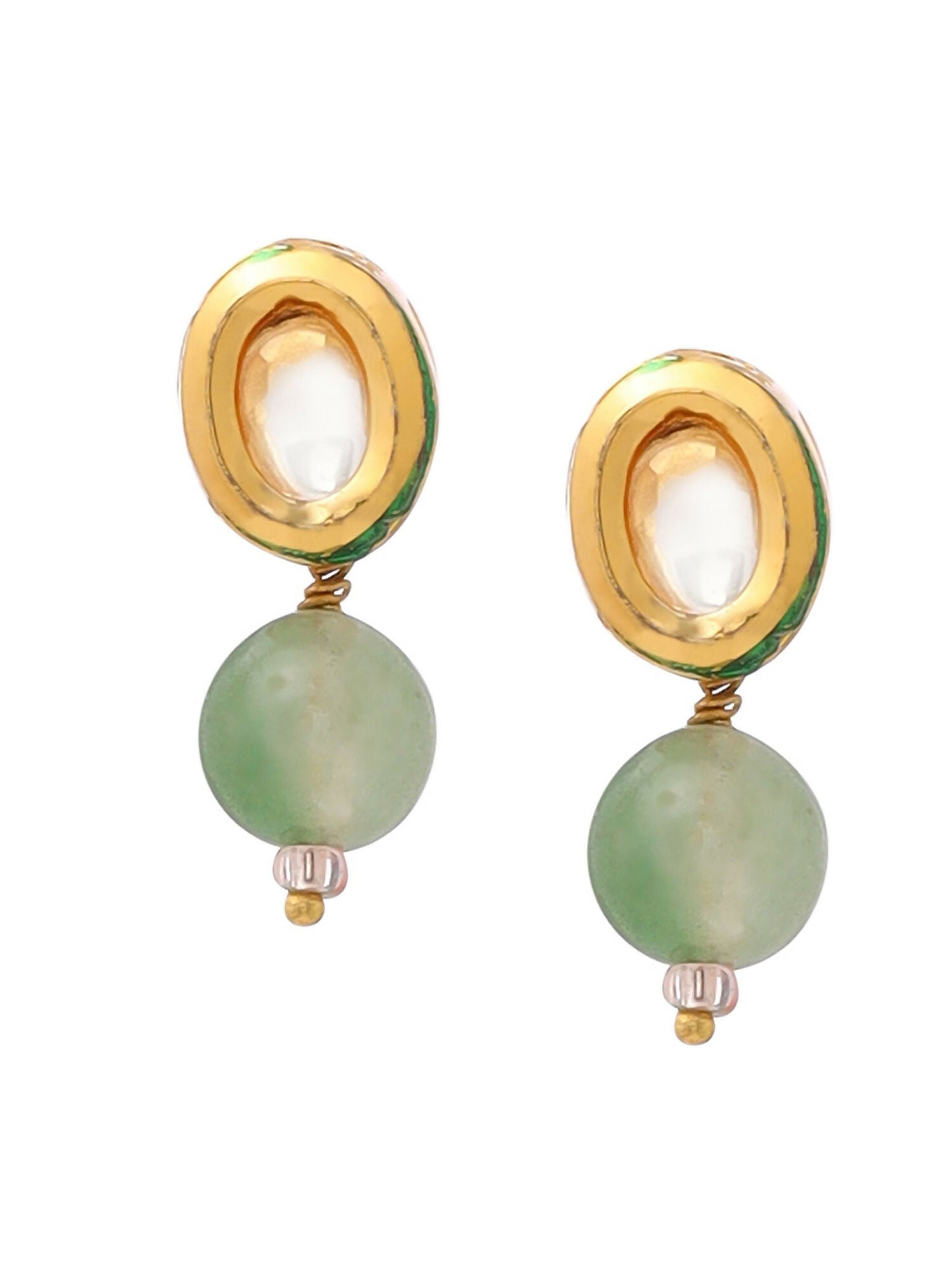 Ruby Raang Green Aventurine Kundan Studs