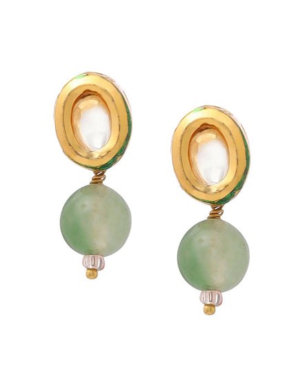 Ruby Raang Green Aventurine Kundan Studs