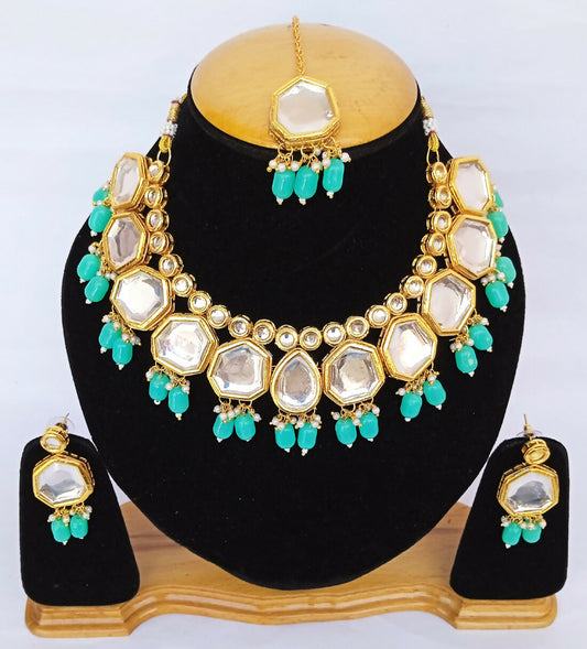 Joban Fashion Blue Kundan Work Necklace Set