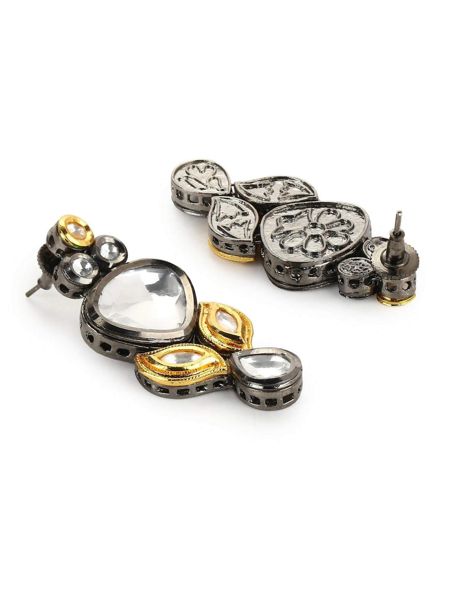 Silver-Plated Contemporary Drop Earrings - Ruby Raang