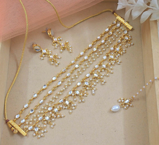 Joban Fashion Stylish Pearl Layered Jewellery Set