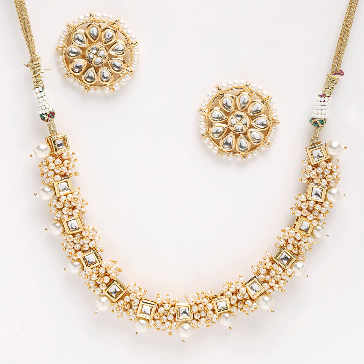 White Pearl Kundan Choker With Studs