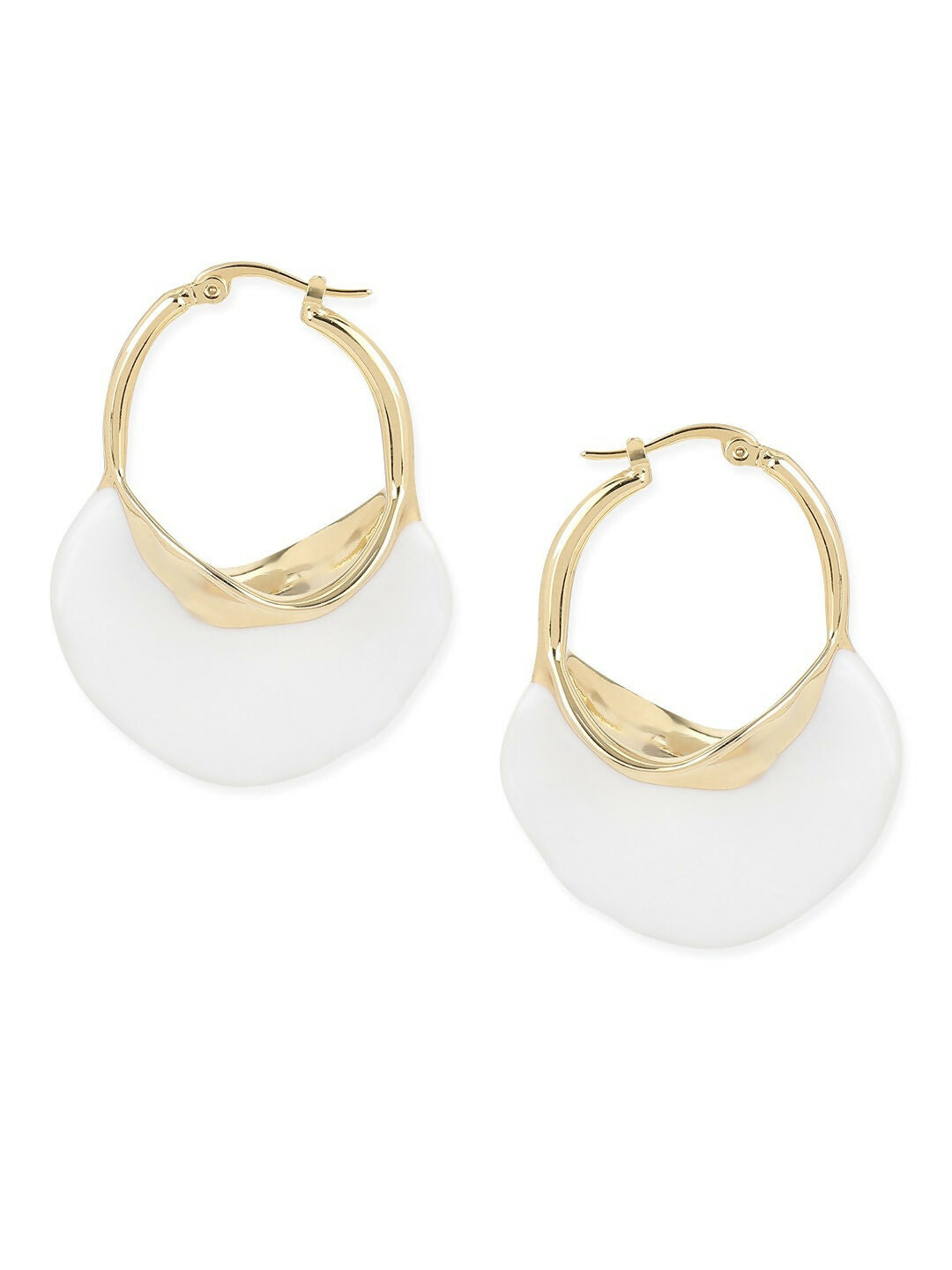 White Mother of Pearls Stone Earrings- Ruby Raang