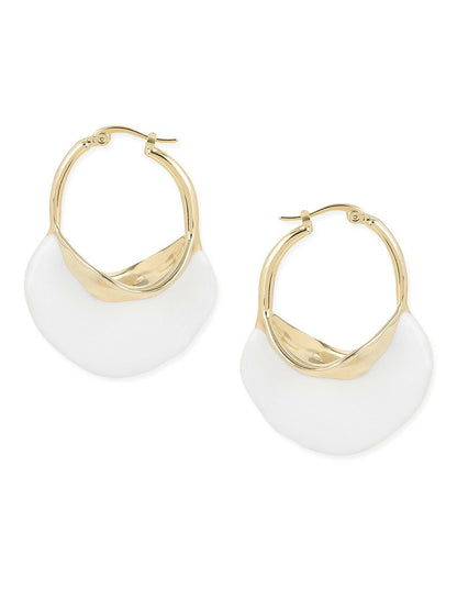 White Mother of Pearls Stone Earrings- Ruby Raang