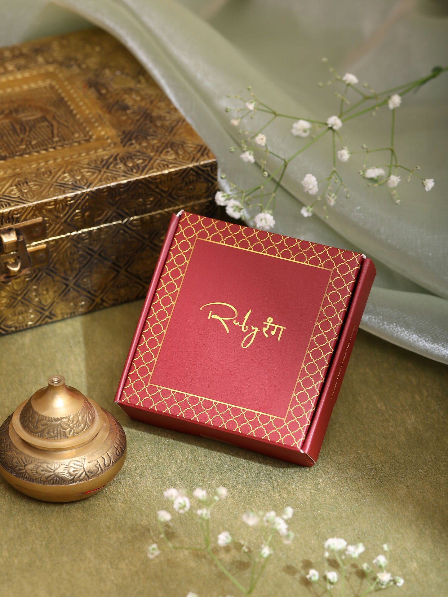 Ruby Raang Green Kundan Studs