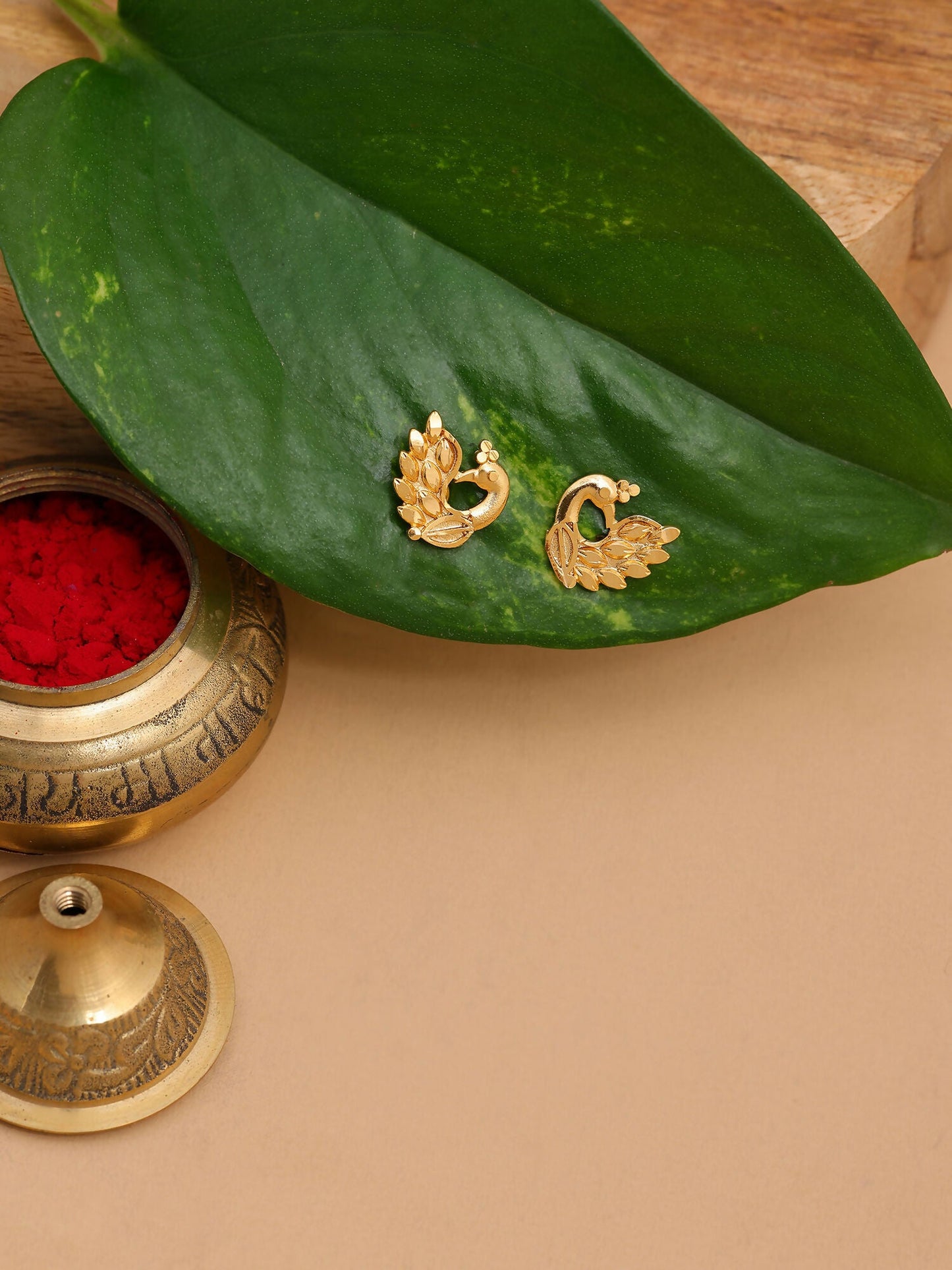 Ruby Raang Gold Peacock Earrings