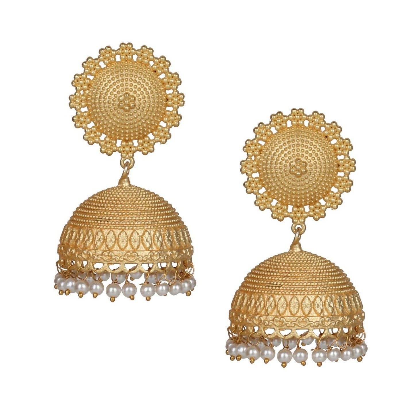 Joban Fashion Women Matte Gold Brass Jhumka