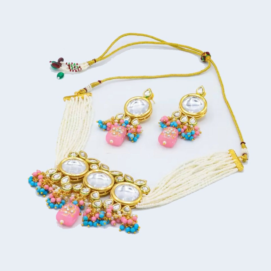 Joban Fashion Multicolor Kundan Work Necklace Set