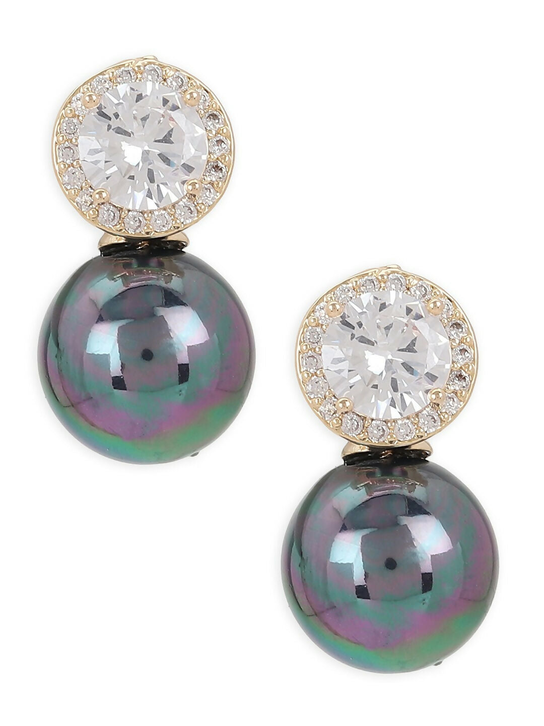 Diamond and Grey Stone Earrings- Ruby Raang