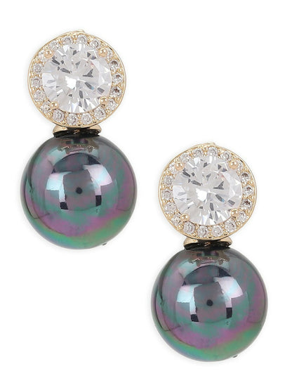 Diamond and Grey Stone Earrings- Ruby Raang