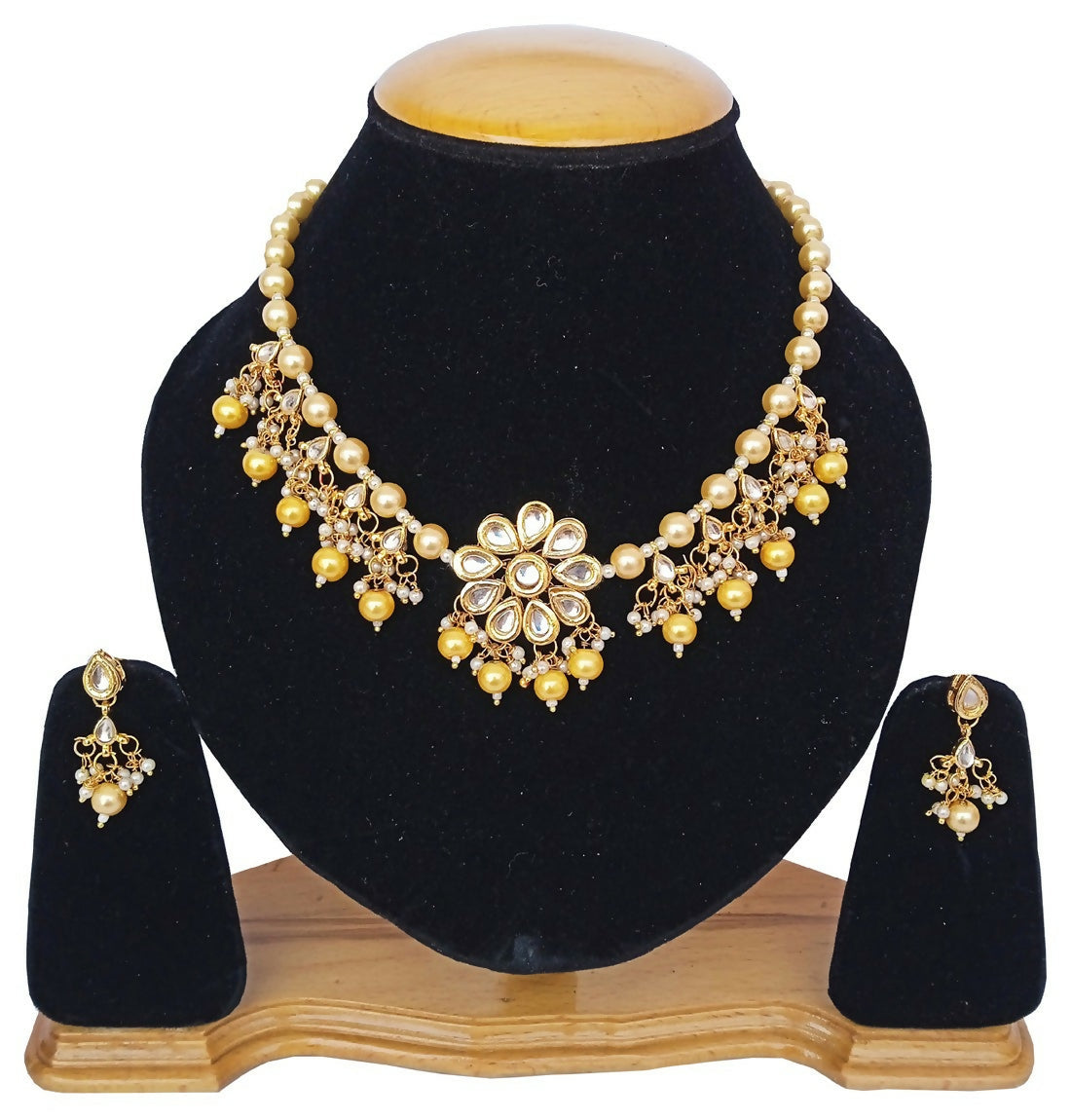 Joban Fashion Yellow kundan work Necklace Set
