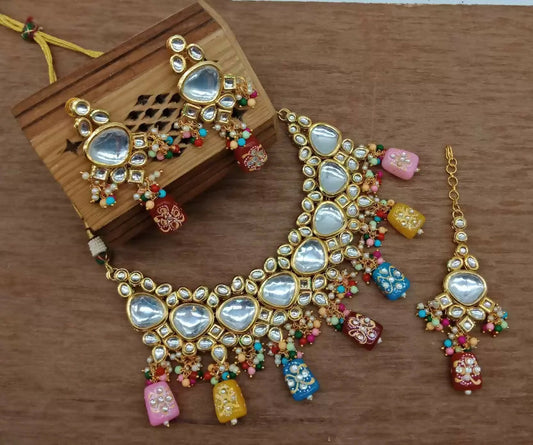 Joban Fashion Multicolor Kundan Work Necklace Set